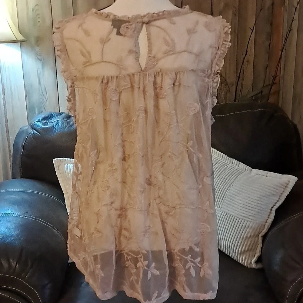 Torrid Floral Blush Pink Lace Sleeveless Blouse Top Office Business Casual Size - Picture 7 of 12